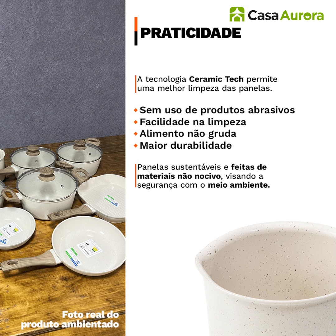 Kit Cozinha dos Sonhos: 9 Panelas Ceramica + 13 Utensílios de Brinde