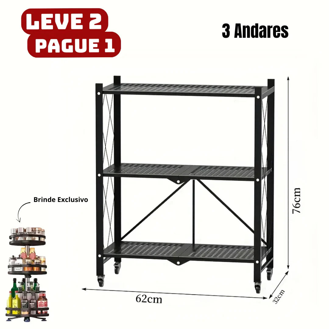 [Leve 2 Pague 1] Prateleira Dobrável Multiuso 5 em 1 + BRINDE: Porta Tempero Giratório