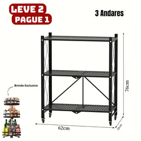 [Leve 2 Pague 1] Prateleira Dobrável Multiuso 5 em 1 + BRINDE: Porta Tempero Giratório