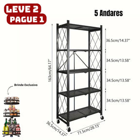 [Leve 2 Pague 1] Prateleira Dobrável Multiuso 5 em 1 + BRINDE: Porta Tempero Giratório