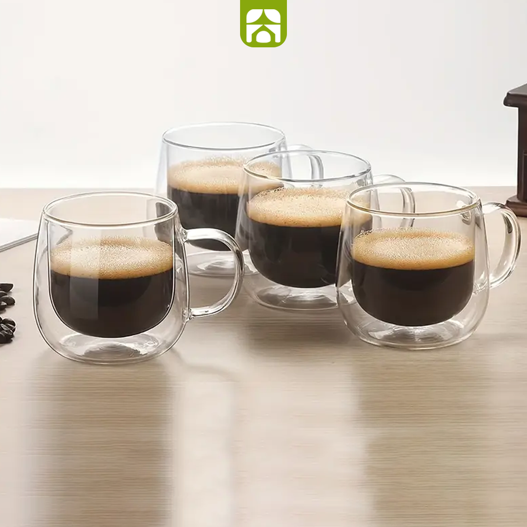 Combo Chaleira Elétrica Café & Chá - Turbo Inox + 4 Xícaras Vidro Duplo de Brinde