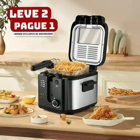 [Leve 2 Pague 1] Fritadeira Elétrica Fritto 1500w Bivolt + BRINDE: Porta Tempero Vertical 16 Potes