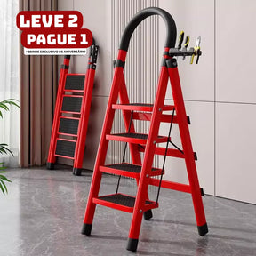 [Leve 2 Pague 1] Escada Dobrável Antiderrapante RedMax de Aço 100% Segura + BRINDE: Bolsa de Ferramentas Multitarefas