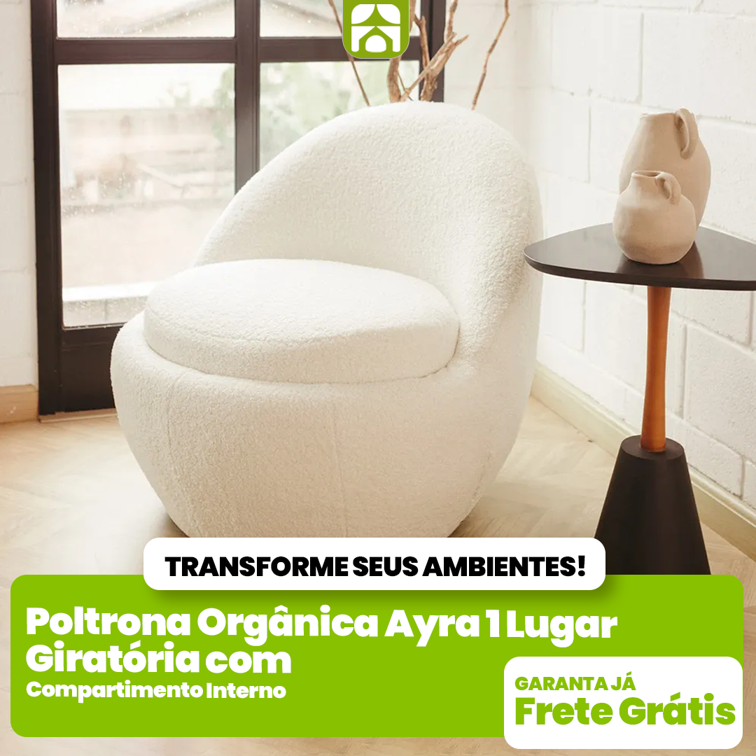 Poltrona Orgânica Ayra 1 Lugar Giratória com Compartimento Interno