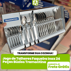 Jogo de Talheres Faqueiro Inox 24 Peças Búzios Tramontina