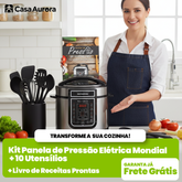 Kit Panela de Pressão Elétrica + 10 Utensílios + Livro de Receitas Prontas de BRINDE