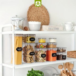 Kit com 24 Potes Herméticos + Presente Exclusivo: 8 Colheres Medidoras Premium