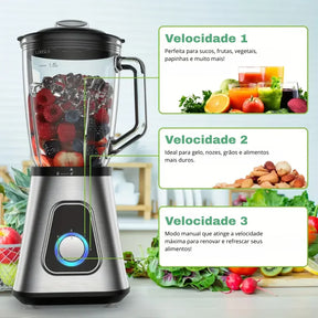 [Leve 2 Pague 1] Liquidificador Multiuso Lumax Com Jarra de Vidro + BRINDE: Porta Tempero Vertical 16 Potes