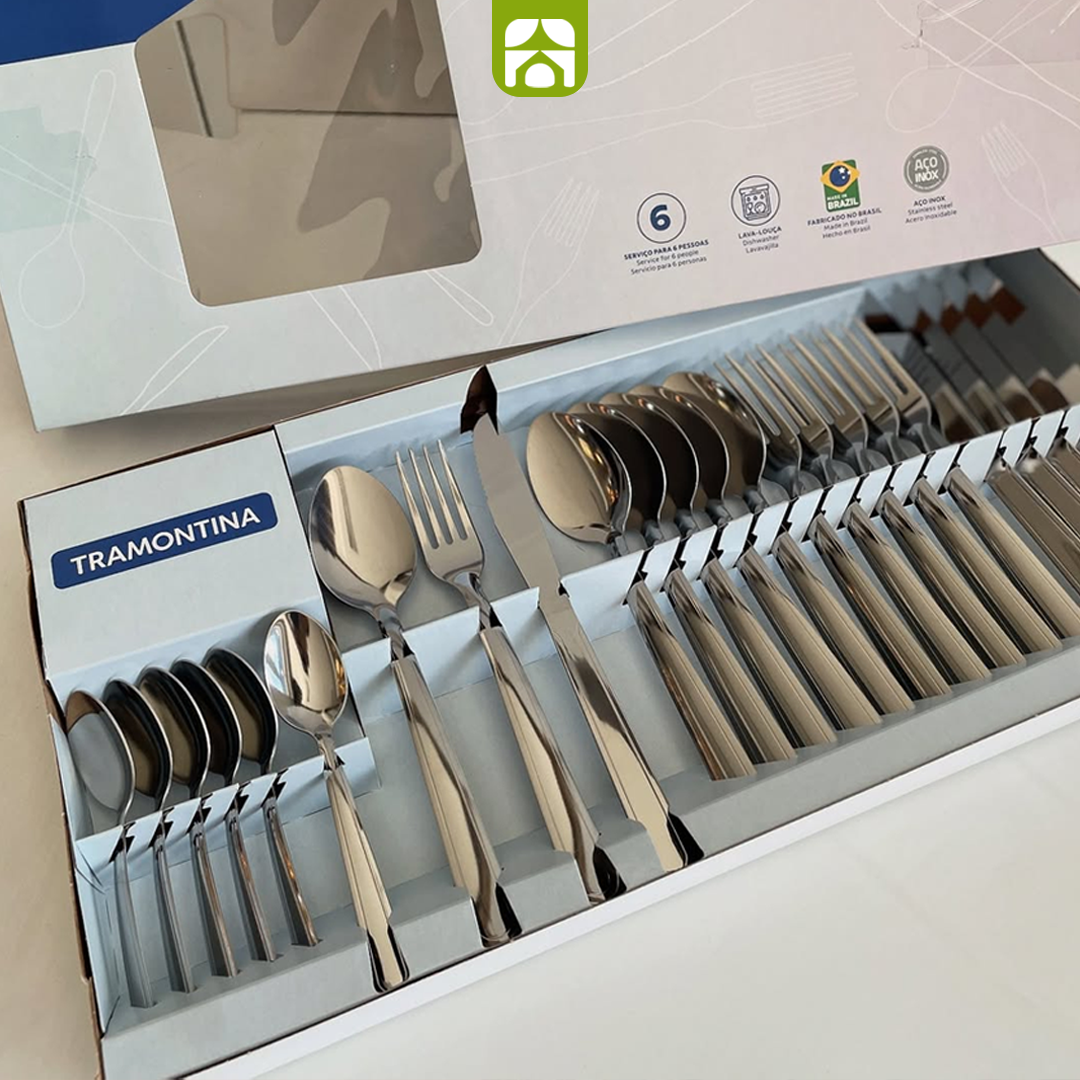 Jogo de Talheres Faqueiro Inox 24 Peças Búzios Tramontina