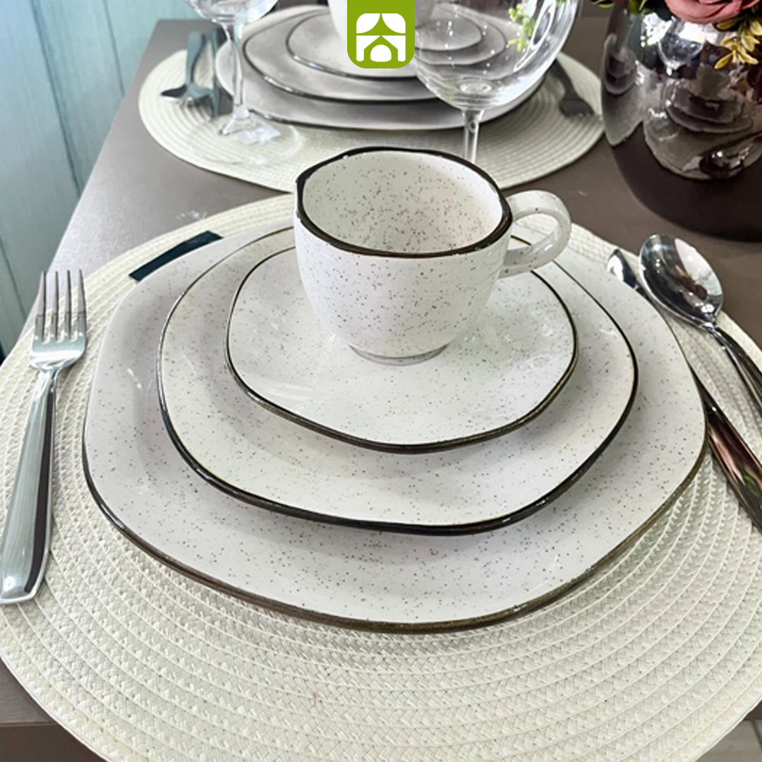 Kit com 54 Peças Aparelho de Jantar em Porcelana de Luxo