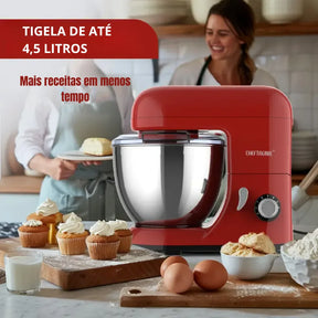 [Leve 2 Pague 1] Batedeira Elétrica Multiuso ChefMax Inox 6 Velocidades + BRINDE: Fruteira Giratória 4 Andares