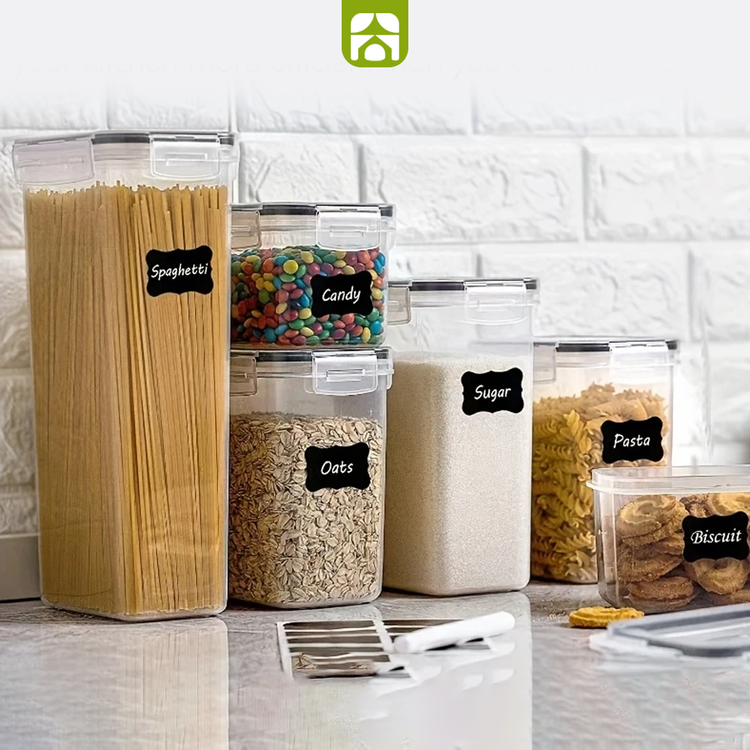 Kit com 24 Potes Herméticos + Presente Exclusivo: 8 Colheres Medidoras Premium