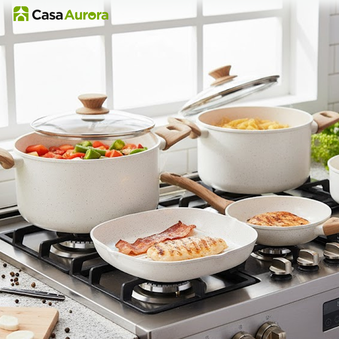 Kit Cozinha dos Sonhos: 9 Panelas Ceramica + 13 Utensílios de Brinde