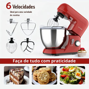 [Leve 2 Pague 1] Batedeira Elétrica Multiuso ChefMax Inox 6 Velocidades + BRINDE: Fruteira Giratória 4 Andares
