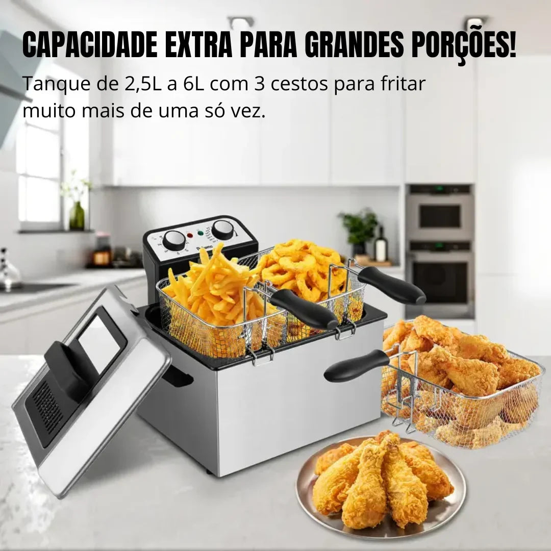 [Leve 2 Pague 1] Fritadeira Elétrica Fritto 1500w Bivolt + BRINDE: Porta Tempero Vertical 16 Potes
