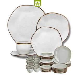Kit com 54 Peças Aparelho de Jantar em Porcelana de Luxo