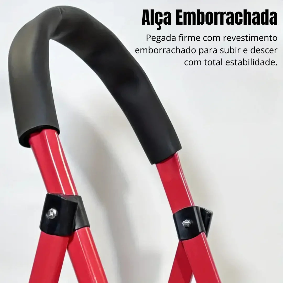 [Leve 2 Pague 1] Escada Dobrável Antiderrapante RedMax de Aço 100% Segura + BRINDE: Bolsa de Ferramentas Multitarefas