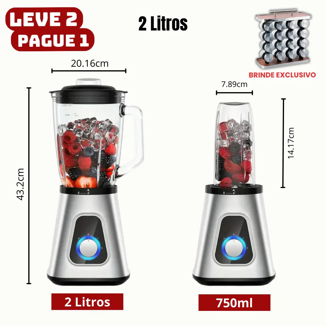 [Leve 2 Pague 1] Liquidificador Multiuso Lumax Com Jarra de Vidro + BRINDE: Porta Tempero Vertical 16 Potes
