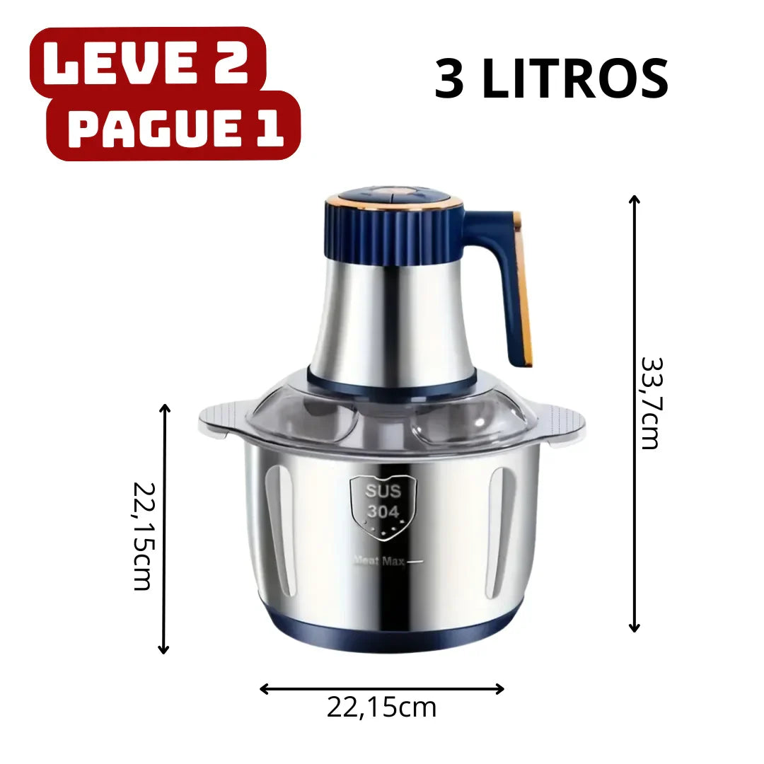 [Leve 2 Pague 1] Moedor Elétrico Multiuso TurboChef Inox 5 em 1 + BRINDE: Dispenser Giratório Automático