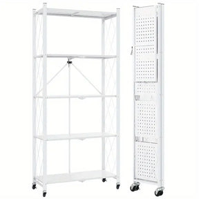 Prateleiras organizadoras de metal dobráveis e resistentes com rodas