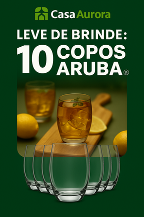 Kit 15 Potes Herméticos de Vidro + 10 Copos de Vidro Aruba de Brinde