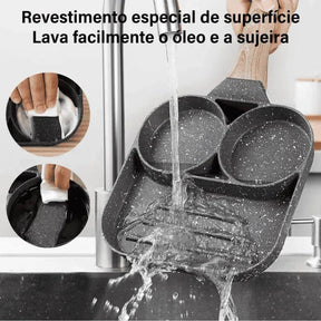 Frigideira 3 em 1 Antiaderente — Alta Resistência, Não Risca, Cozinha Sem Óleo e Fácil de Limpar Zeliv