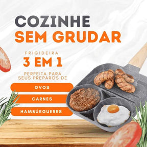 Frigideira 3 em 1 Antiaderente — Alta Resistência, Não Risca, Cozinha Sem Óleo e Fácil de Limpar Zeliv